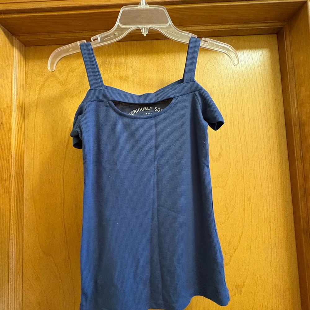 Aeropostale Seriously Soft Blue Cutout Cold-Shoulder Bodycon Top